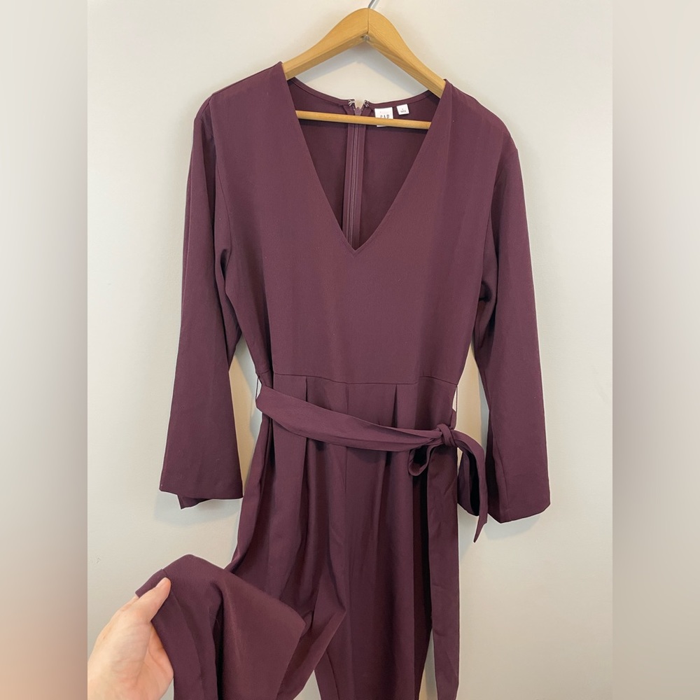 Gap purple long sleeve jumpsuit romper with belt